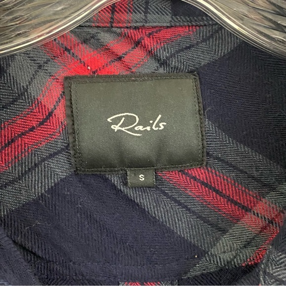 Rails Hunter Plaid Button Up Long Sleeve Shirt In Navy Iron Currant Size S - Picture 12 of 12